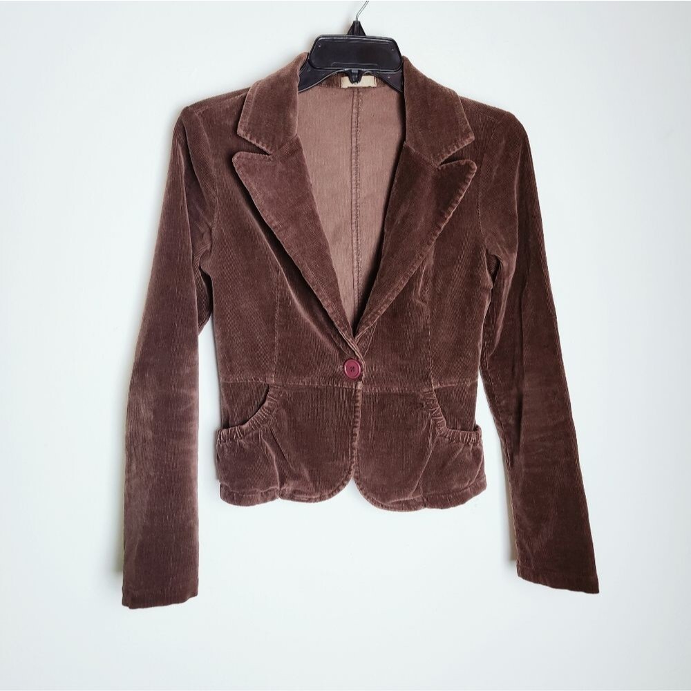 VTG Y2K Forever 21 Brown Corduroy Stretch Fitted Blazer Jacket, Size S